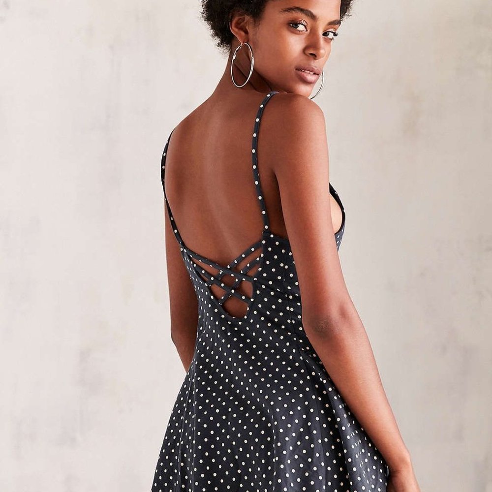 Kimchi Blue Marjery Printed Knit Fit + Flare Navy - Picture 3 of 5